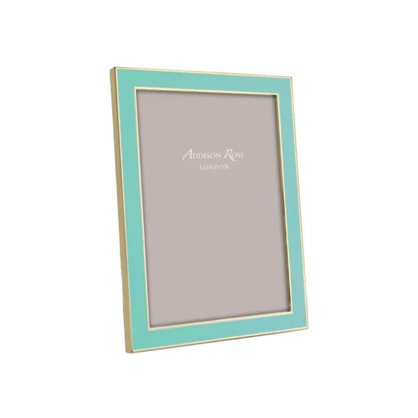Addison Ross Gold Trim Turquoise Enamel 5x7 Photo Frame