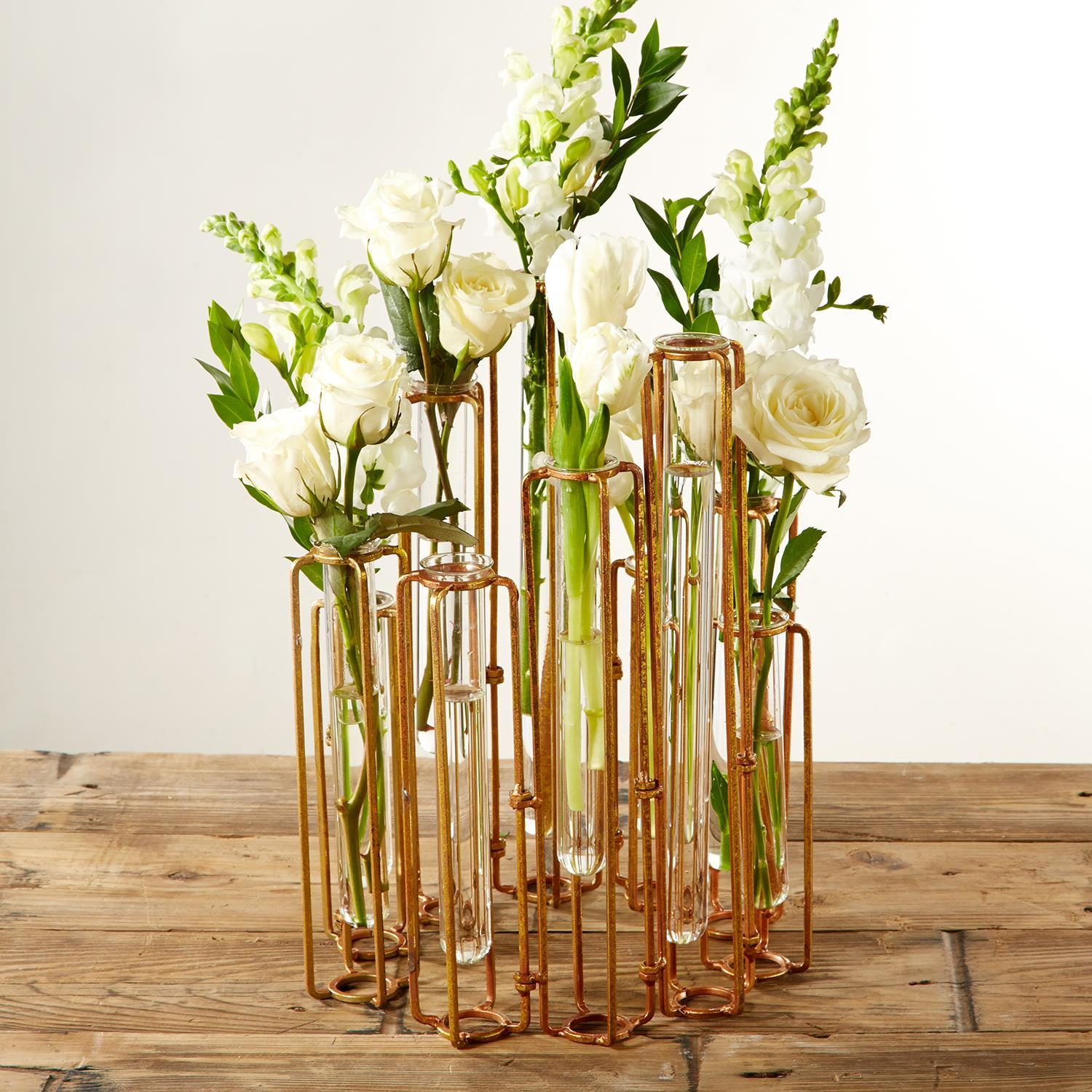 Lavoisier Set of 7 Hinged Flower Vases - Stainless Steel/Glass — Alise  Powell Designs-The Goodness Gracious Journal