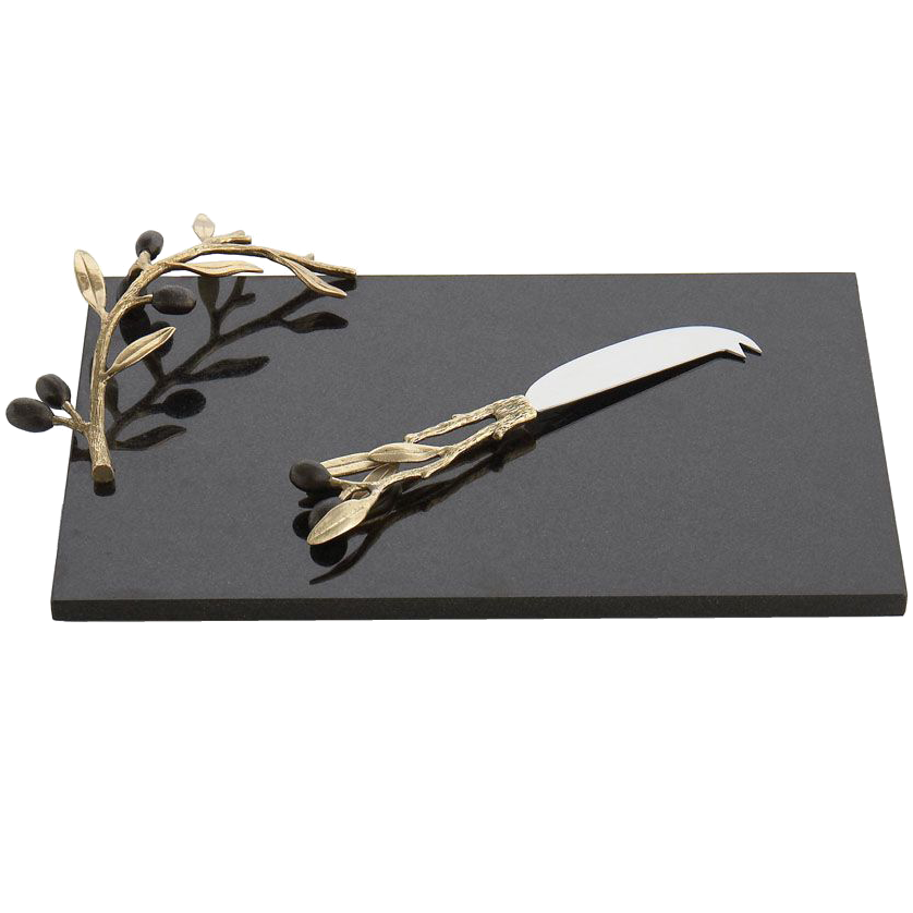 Michael Aram Gold Olive Branch Cheeseboard with Knife