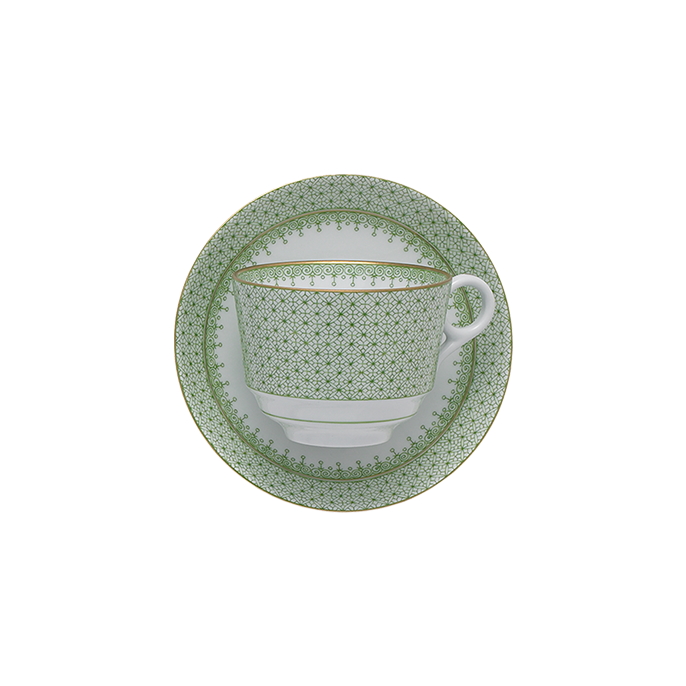 Mottahedeh Apple Green Lace Teacup and Saucer