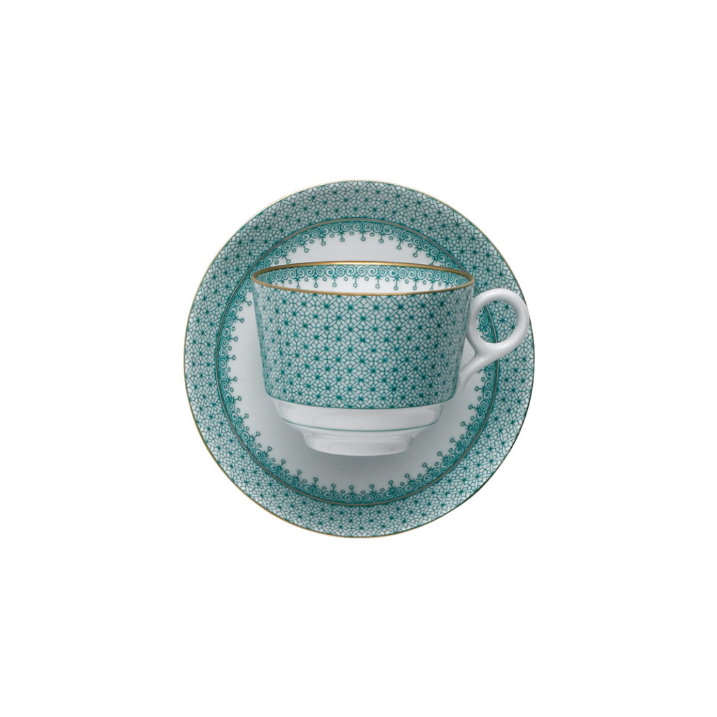 Mottahedeh Green Lace Teacup & Saucer