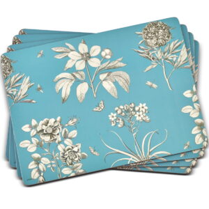 Pimpernel Sanderson Etchings and Roses Blue Placemats Set