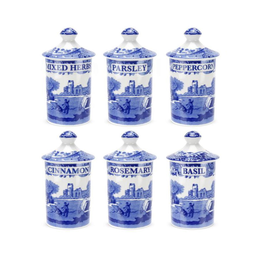Spode Blue Italian Spice Jars Set