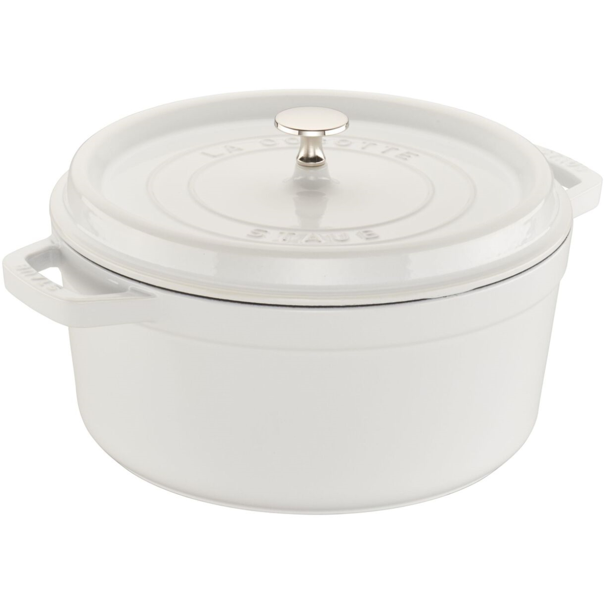 Staub Cast Iron 5.5 Qt Round Cocotte - White