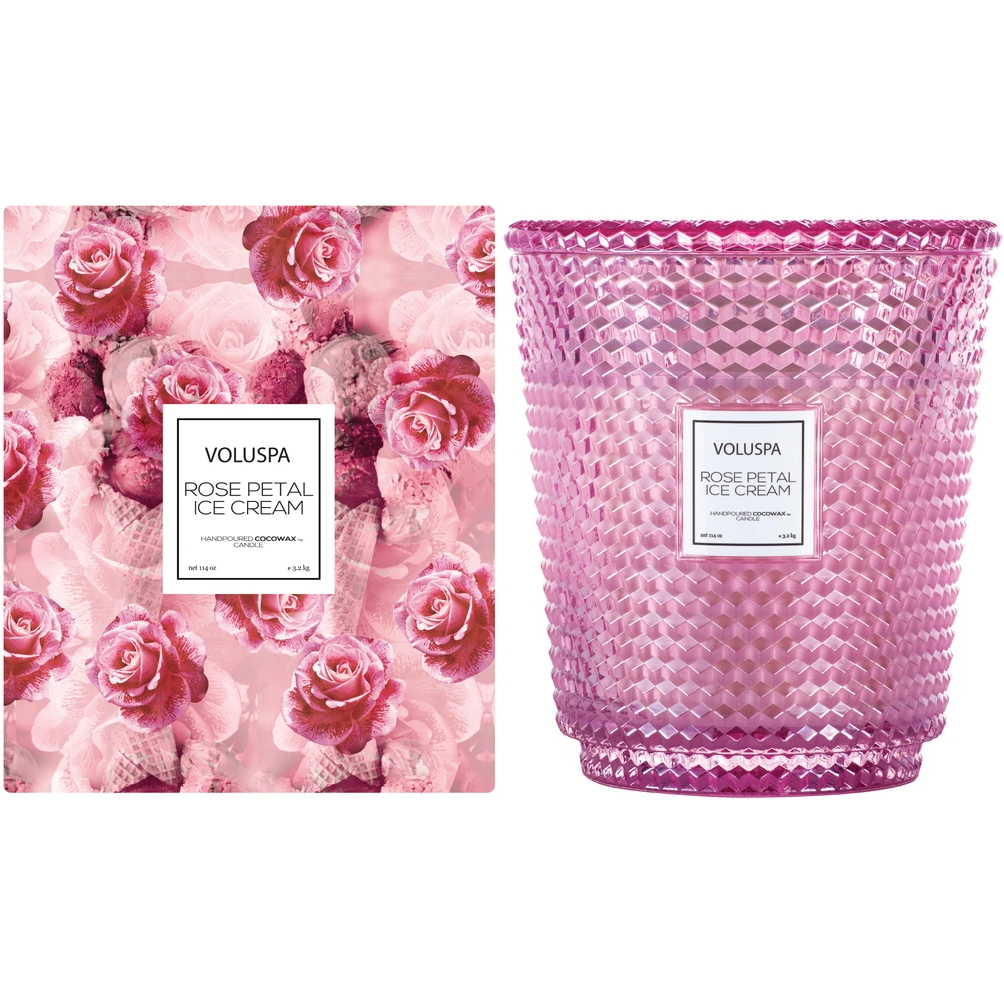 Voluspa 5 Wick Hearth Candle Rose Petal Ice Cream