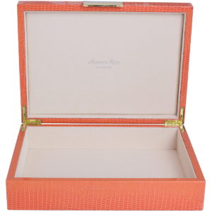 Addison Ross Orange Crocodile Storage Box with Gold Trim