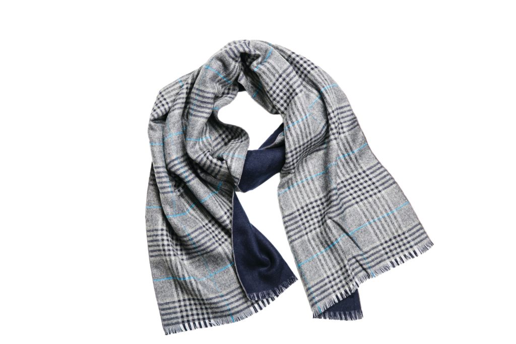 Sutton Navy Plaid Reversible Scarf