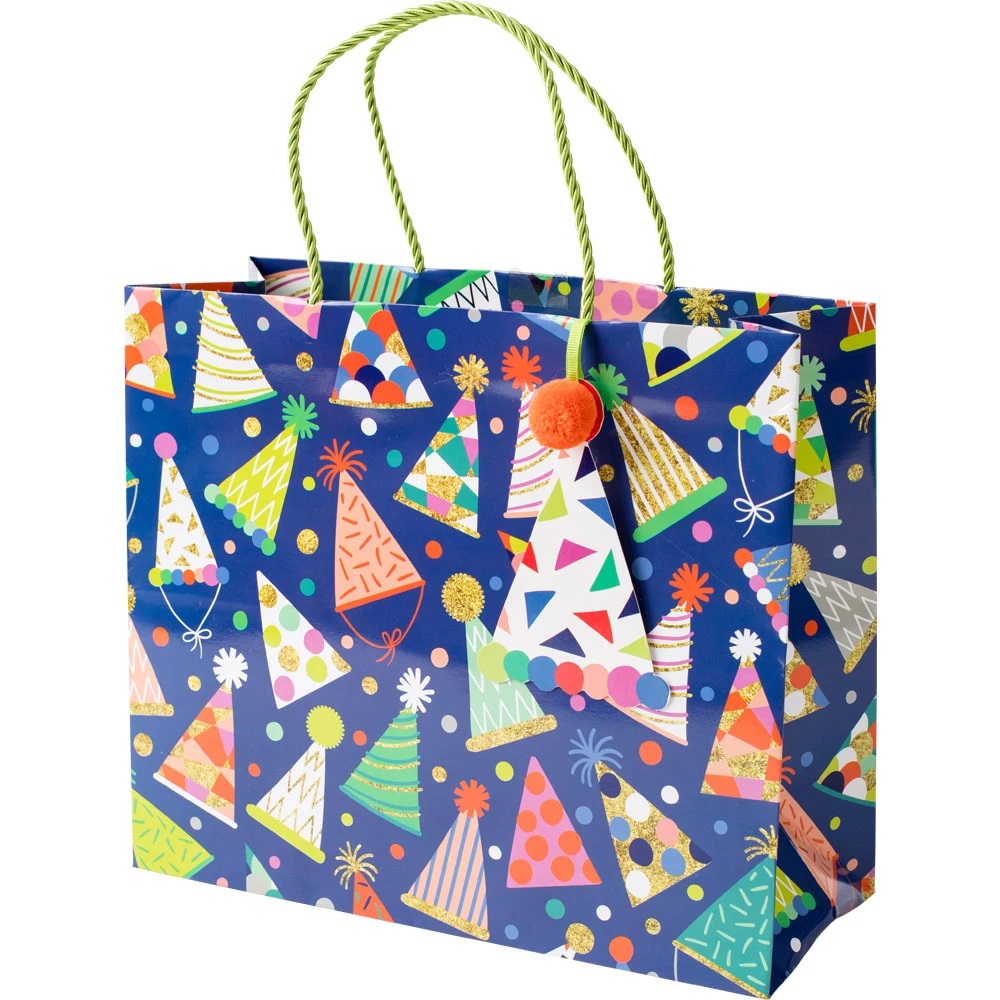 Party Hats Blue Large Gift Bag