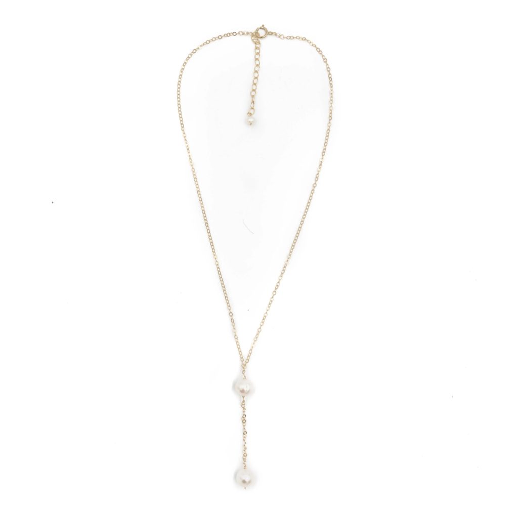 Paige Double Pearl Drop Necklace - Gold