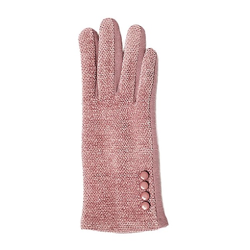 Chenille Touch Screen Finger Gloves - Pink