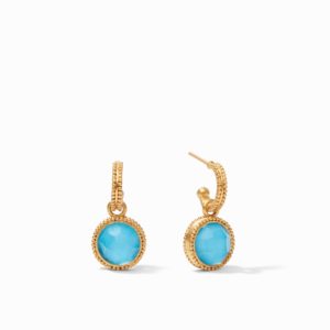 Julie Vos Fleur De Lis Hoop & Charm Earring, Iridescent Pacific Blue