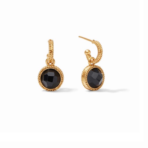 Julie Vos Fleur De Lis Hoop & Charm Earring, Obsidian Black