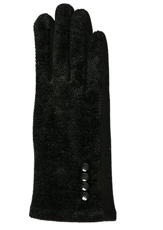 Chenille Touch Screen Finger Gloves - Black