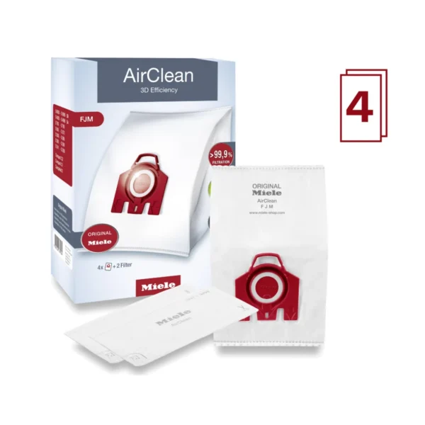 Miele FJM AirClean 3D Efficiency Vacuum Dustbags, Pack of 4