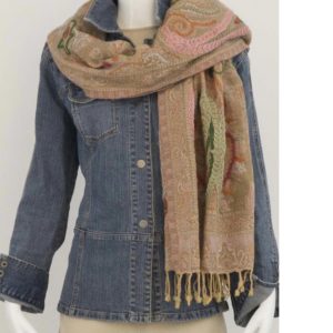 Kashmiri Embroidered Scarf - Pink Blend