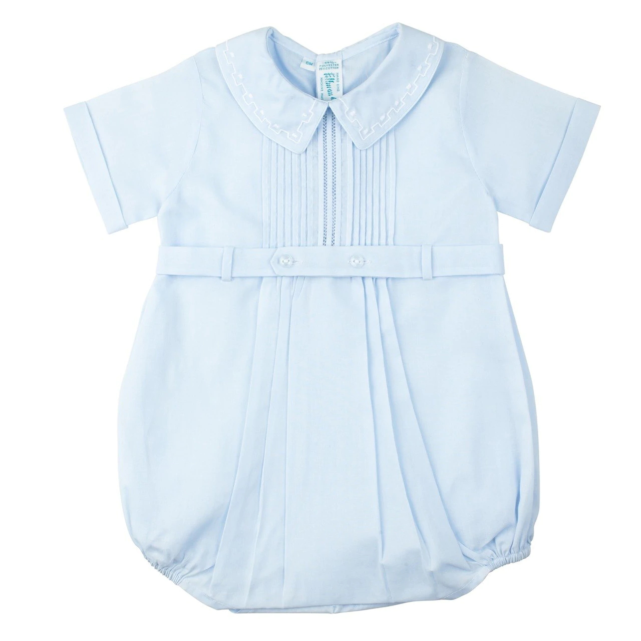 White Pintucked Button Belt Creeper
