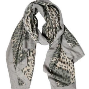 Amira Leopard Scarf - Gray