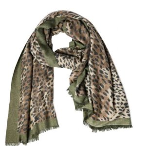 Amira Leopard Scarf - Olive