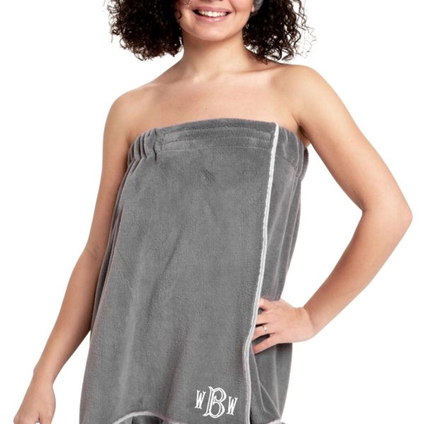 Spa Wrap, Gray with Pink Trimp