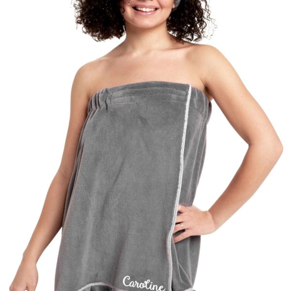 Spa Wrap, Gray with Pink Trimp