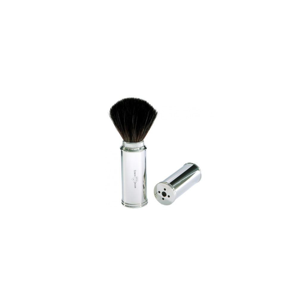 Edwin Jagger Nickel Synthetic Bristle Travel Shaving Brush