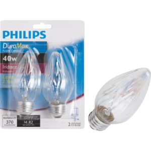 Philips DuraMax 40W Auradescent Medium F15 Incandescent Flame Candle Light Bulb (2-Pack)