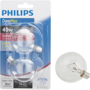 Philips DuraMax 40W Clear Candelabra G16.5 Incandescent Globe Light Bulb (2-Pack)