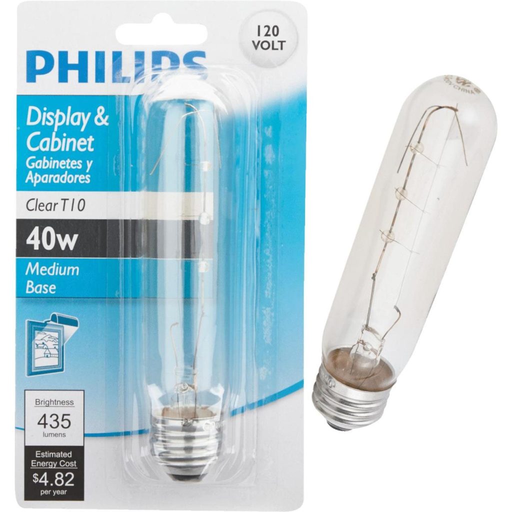Philips 40W Clear Medium Tubular T10 Incandescent Display Light Bulb
