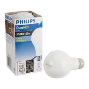 Philips Duramax 50/100/150W Frosted Incandescent 3-Way Light Bulb