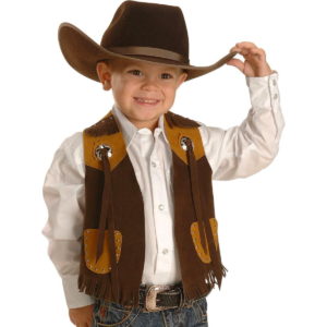 Youth Suede Little Outlaw Cowboy Vest - Brown