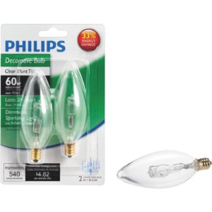 Philips 60W Equivalent Clear Candelabra Halogen Light Bulb