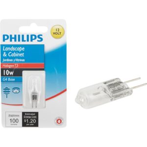 Philips 10W 12V Clear G4 Base T3 Halogen Landscape & Cabinet Light Bulb
