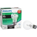 Philips 100W Equivalent Clear Medium Base A19 Halogen Light Bulb (2-Pack)