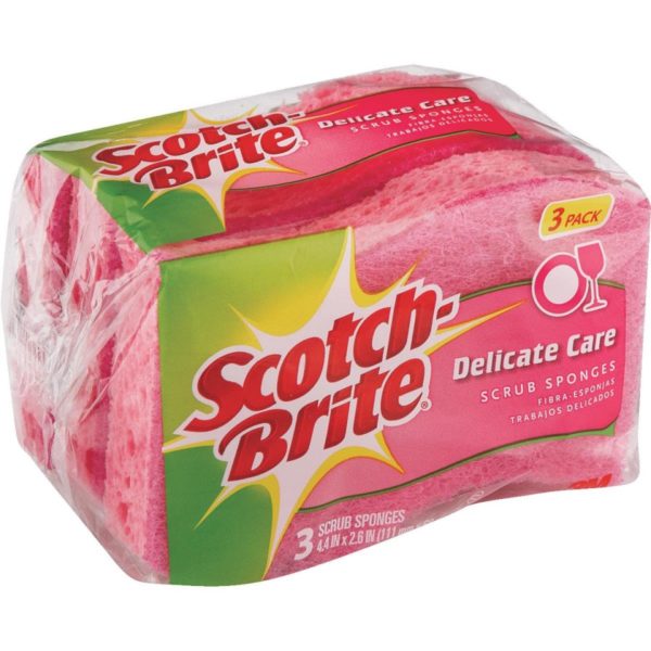 Scotch-Brite Pink Delicate Scrub Sponge (3-Count)