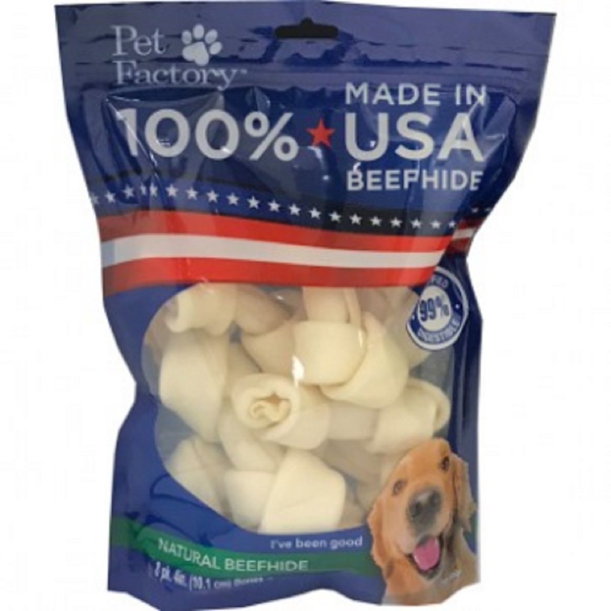 Pet Factory Beefhide Dog Bones 45" 8 Pack Berings