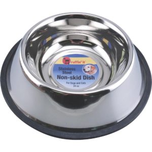 Westminster Pet Ruffin' it Stainless Steel Round 24 Oz. No Skid Pet Food Bowl