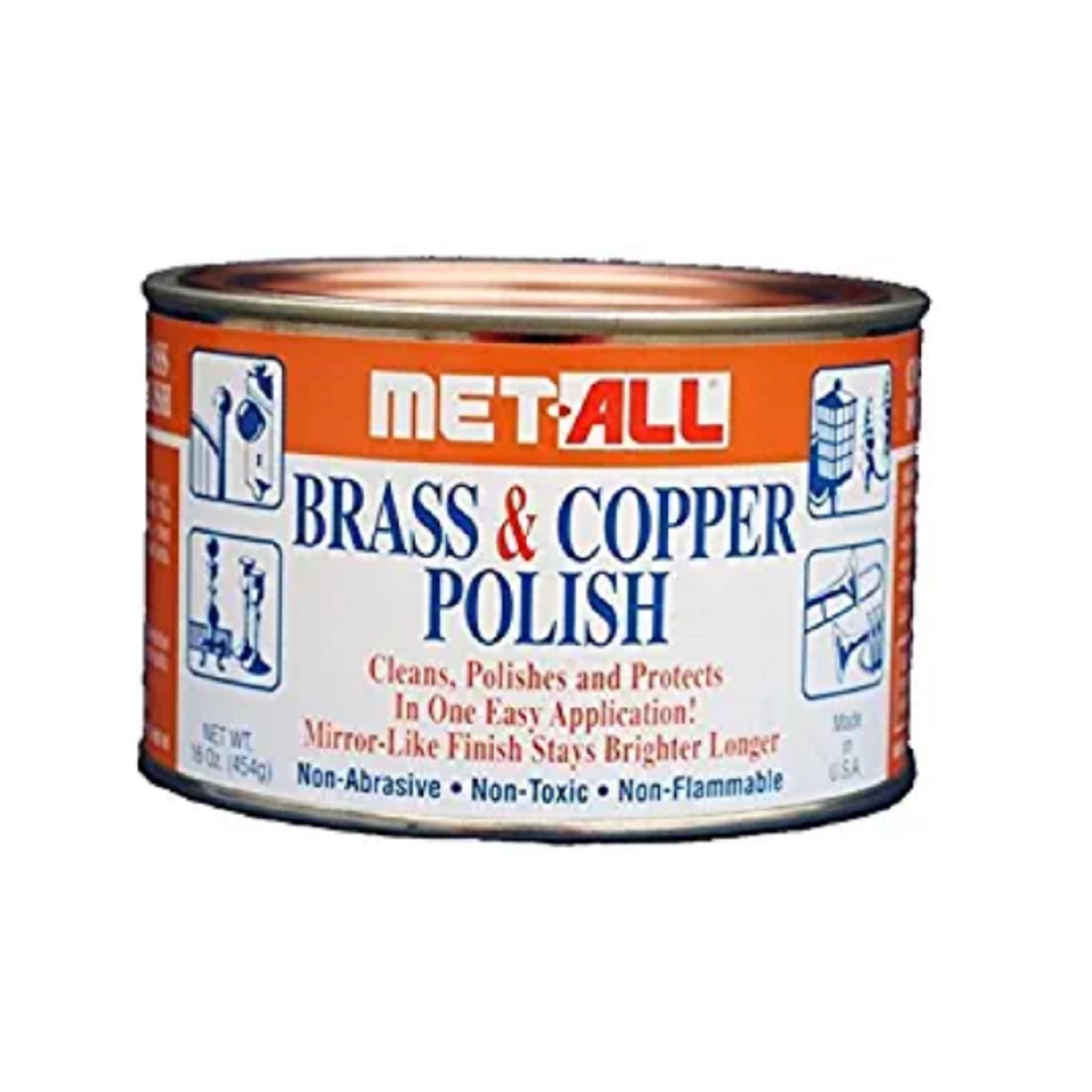 Met-All BC-10 Brass & Copper Polish 16 oz. Can