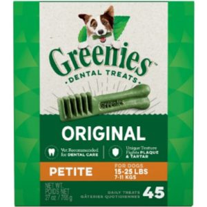 Greenies Original Petite Natural Dental Dog Treats, 27 oz. Pack (45 Count)