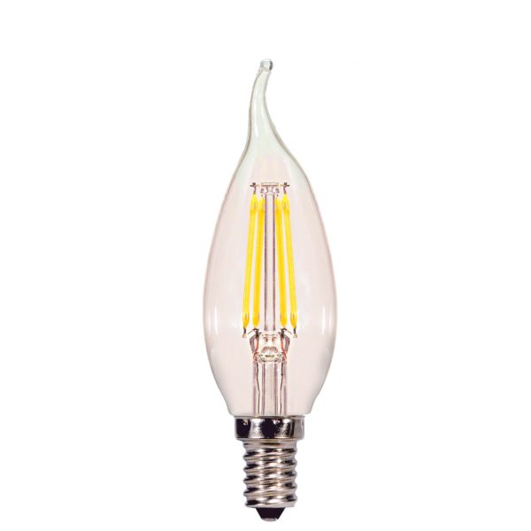 Satco 4W CA11 LED BENT TIP Dimmable Candelabra Natural Light Temperature 350 Lumens