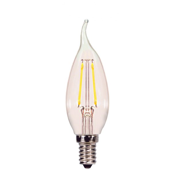 Satco 25W LED BENT TIP Dimmable Candelabra Warm White Temperature 200 Lumens