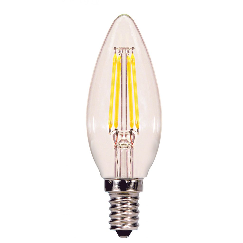 Satco 4W Dimmable LED medium blunt tip Candelabra Warm White 350 Lumens