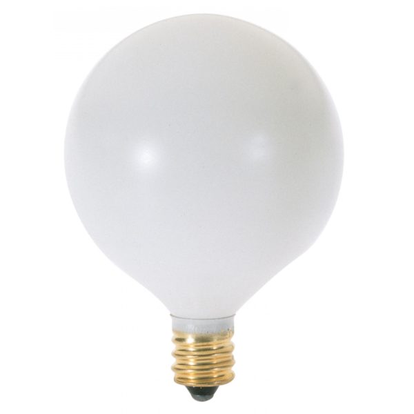 Satco 25 Watt G16 1/2 Incandescent Satin White E12 Base Candelabra Dimmable Light Bulb