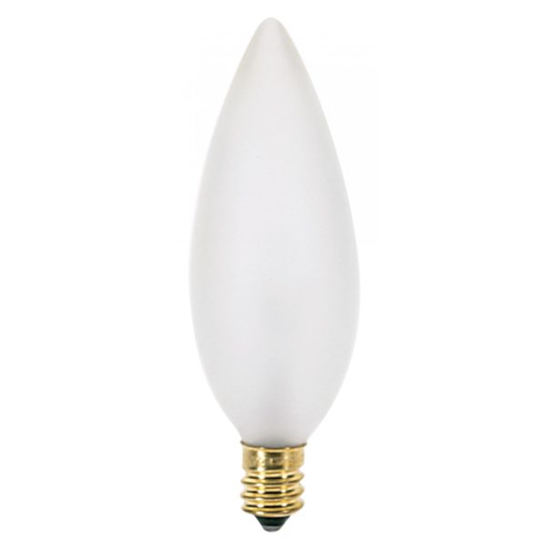 Satco 25W Dimmable FROSTED BLUNT TIP Warm White Temperature Candelabra 212 Lumens