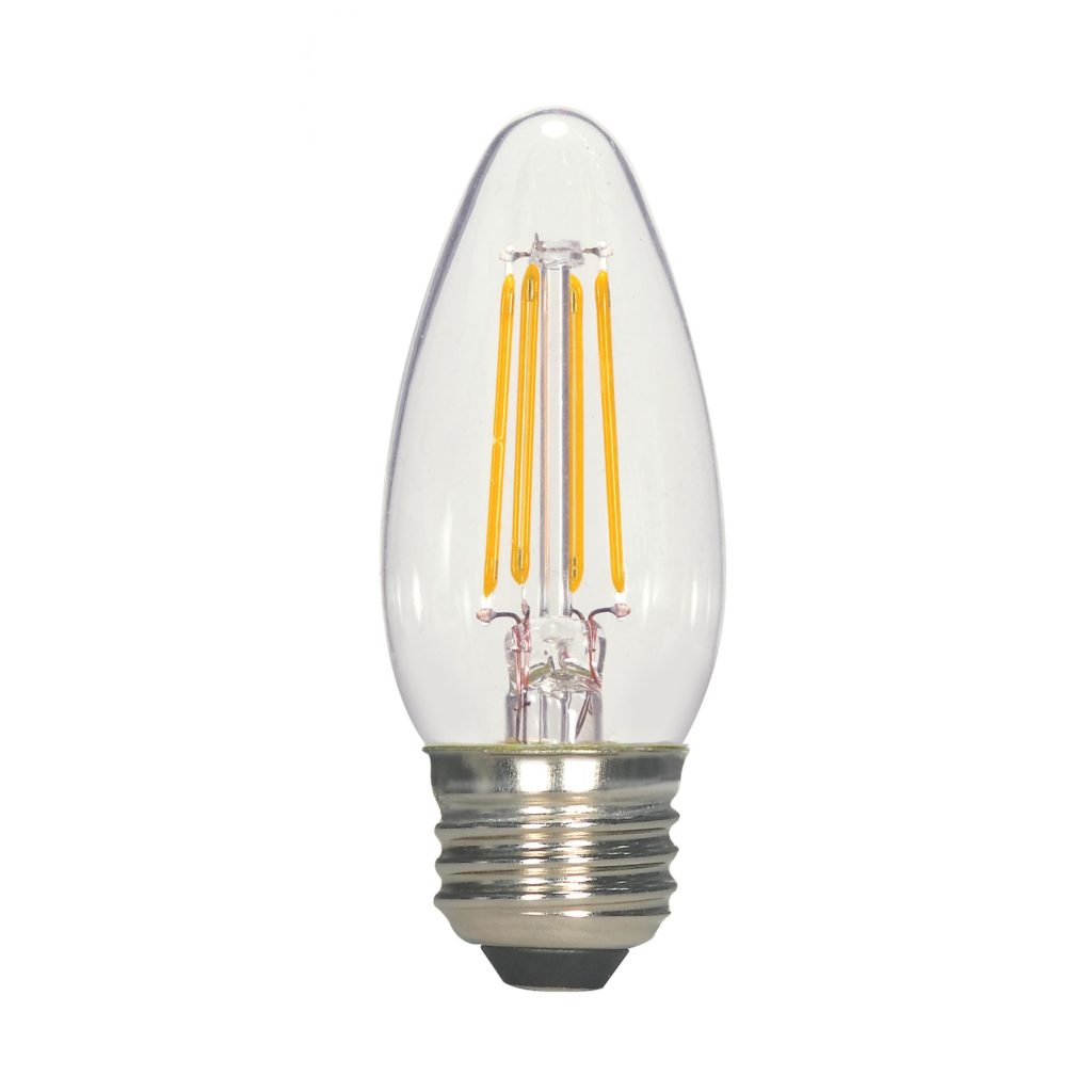 Satco 4.5W Dimmable LED medium blunt tip Candelabra Warm White 470 Lumens