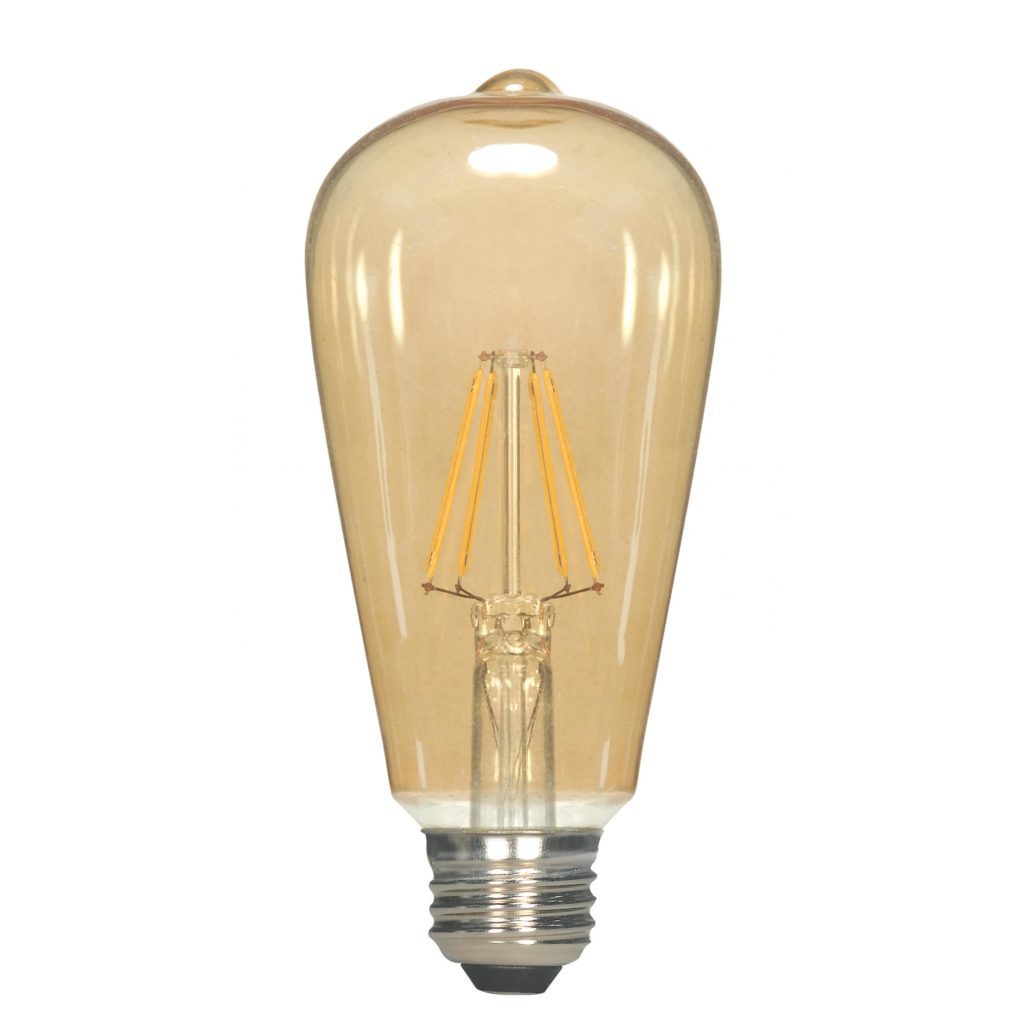 Satco 6.5W ST19 LED VINTAGE Transparent Amber Medium base Dimmable Light Bulb
