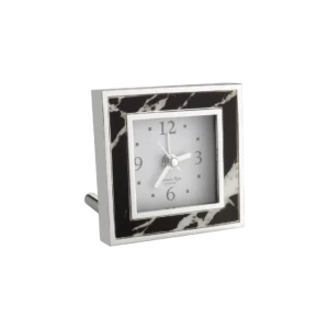 Addison Ross Black Marble Square Alarm Clock