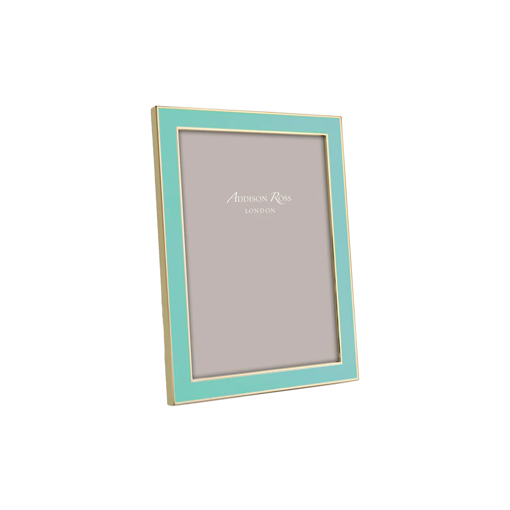 Addison Ross Gold Trim Turquoise Enamel 4x6 Photo Frame