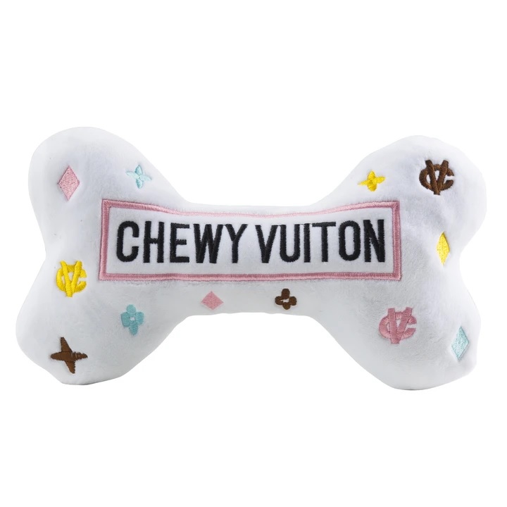 White Chewy Vuiton Bone XL Dog Toy