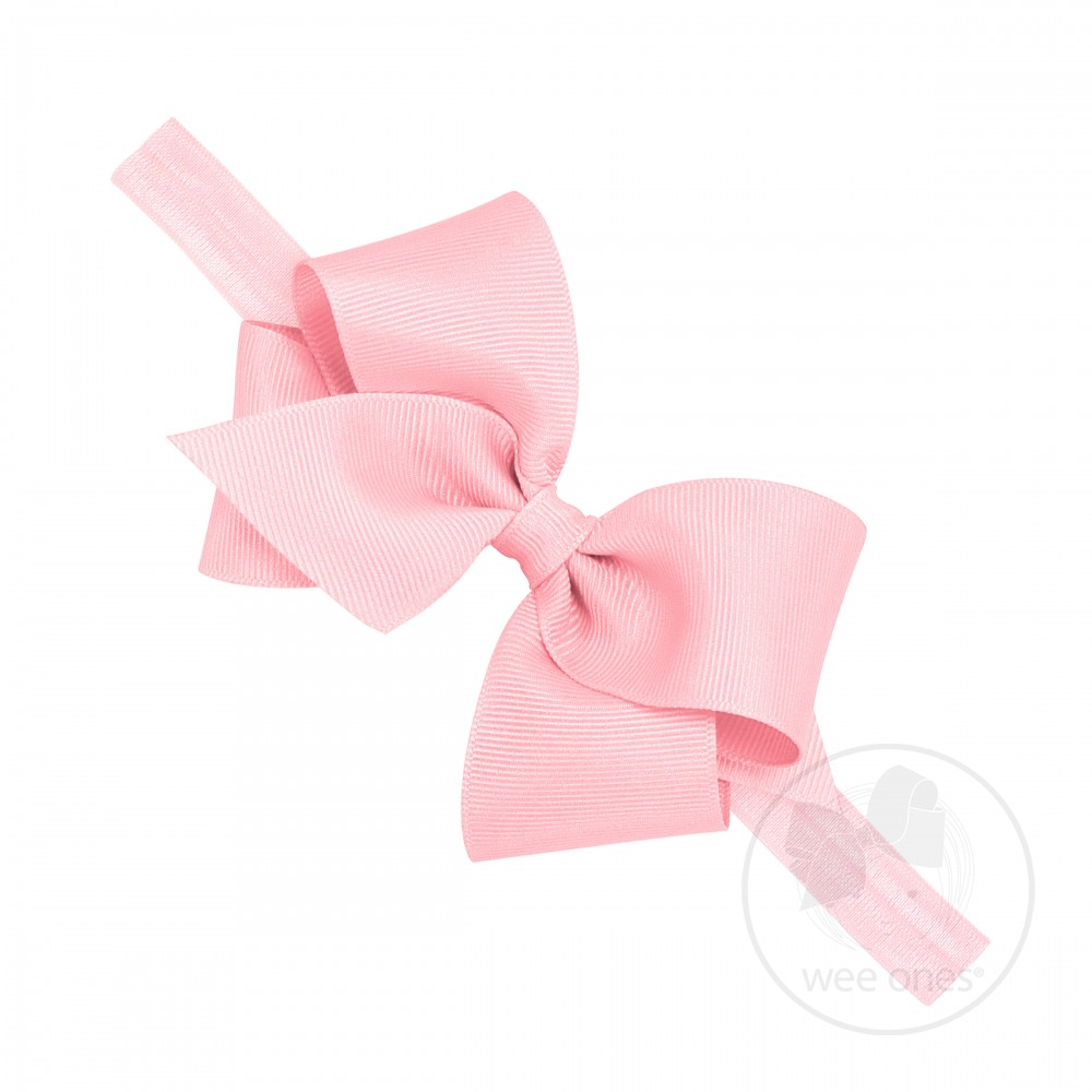 Mini Light Pink King Classic Grosgrain Bow on Baby Band