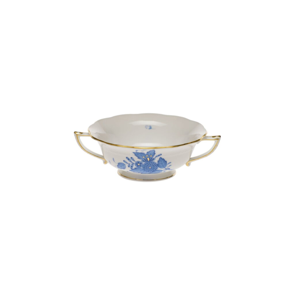 Herend Chinese Bouquet Blue Cream Soup Cup